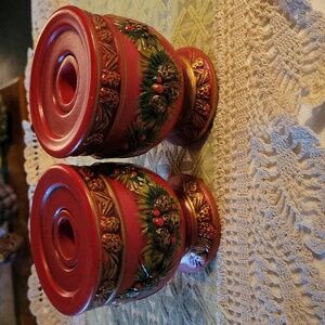 Pair Christmas candle holders